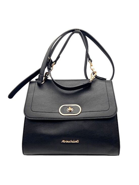 Marina Galanti Handbags - Marina Galanti Black Faux Leather Handbag With Gold Accents & Adjustable Strap